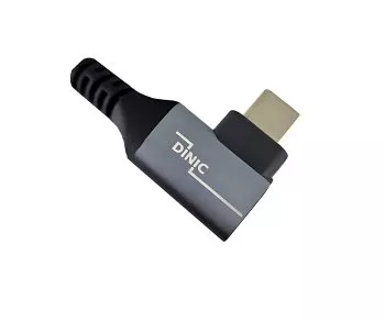 Cable DINIC USB C 4.0, recto a ángulo de 90°, PD 240W, 40Gbps, conector de aluminio, cable de nailon, 0,50m